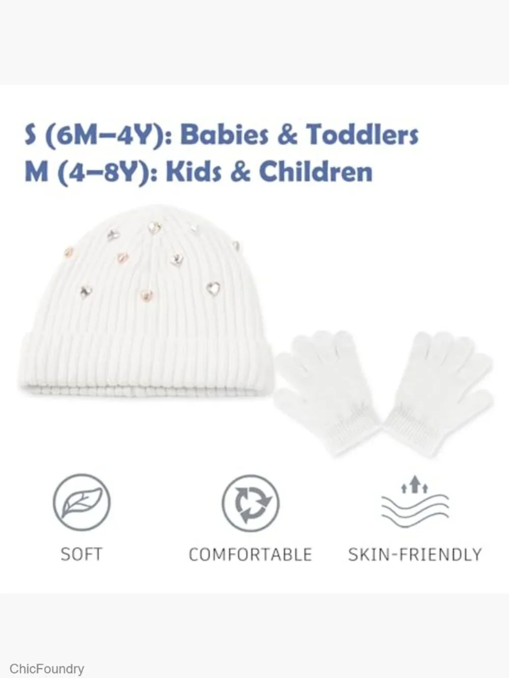 Toddler Winter Beanie & Mittens Set, Soft Knit Hat with Fleece Lining